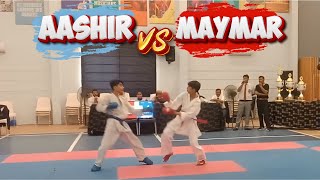 Aashir VS Maymar  All Karachi Interclub Karate Championship 30 June 202  Karate Fight [upl. by Kerge]