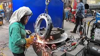 Welding Inconel Cladding to CS Flanges 1 [upl. by Damita]