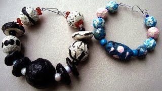 ROUND PAPER BEADS HOW TO DIY papier mache beads paper beads from bathroom tissue [upl. by Ynneh]