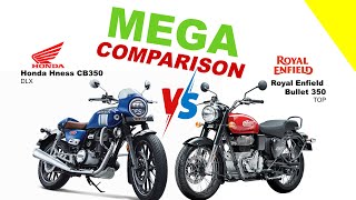 Honda Hness CB350 vs Royal Enfield Bullet 350  MEGA COMPARISON bikeinfo199 [upl. by Enyt580]