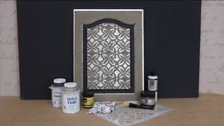 How to Stencil Tutorial Distressed Silver Leaf amp Chalk Paint Cabinet Door [upl. by Nnaylrebmik]