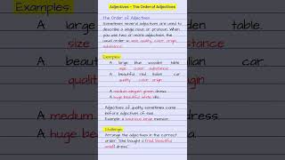 Adjectives The order of Adjectives AdjectiveOrder GrammarRules [upl. by Seldun]