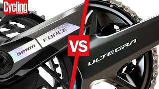 SRAM Force AXS v Shimano Ultegra Di2 R8100  Groupset Head To Head [upl. by Llerrat]