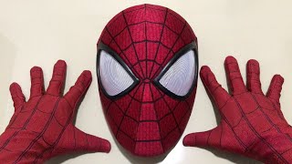 ASMR Spiderman UNBOXING Real Life Replica Amazing Spiderman 2 Mask [upl. by Allbee]