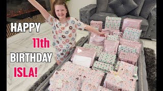 ISLAS 11th BIRTHDAY MORNING OPENING PRESENTS [upl. by Enylekcaj]