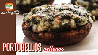 Portobellos rellenos con espinaca deliciosos y nutritivos  Cocina Vegan Fácil [upl. by Jacobo]