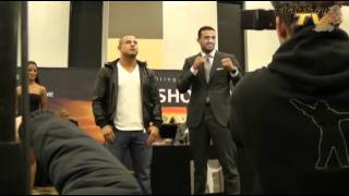 Staredown Gökhan vs Badr Hari  press conference Its Showtime WTC Expo Leeuwarden 20120127 [upl. by Ytinav653]