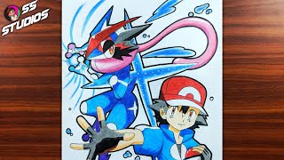 How To Draw Ash and Greninja Pokémon together  Pokémon Drawing Part2 [upl. by Broderic]