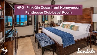 2024 Room Tour HPO  Pink Gin Oceanfront Honeymoon Penthouse Club Level Room  Sandals Grenada [upl. by Hgielanna]