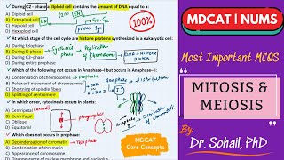 Important MCQS On Meiosis and Mitosis  MDCAT  NUMS  NEET [upl. by Seroka859]