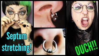 Stretching My Septum Piercing 16mm 14g  32mm 8g  Emily Boo [upl. by Llednew645]