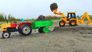 JCB3DX And Swaraj Eicher Sonalika tractor trolley fully load and unload New Tractor video  Toys [upl. by Rotkiv45]