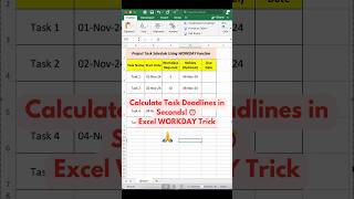 Quick Task Scheduling with WORKDAY in Excel Excel Function excel excelshorts [upl. by Anoet]