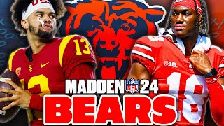 Bears Draft Caleb Williams amp Marvin Harrison Jr  Madden 24 Realistic Rebuild [upl. by Airdnekal]