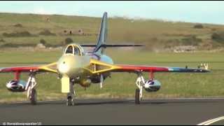 Hawker Hunter GPSST Takeoff and EXTREME 550knt LOW Pass at Ronaldsway Isle of Man HD [upl. by Rox]