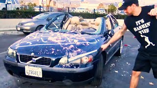 DESTROYING Rental Car Prank [upl. by Lacee307]