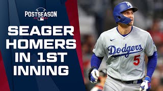 Dodgers get on the board EARLY in Game 2 Corey Seager homers to put the Dodgers up in the 1st [upl. by Anitnauq]