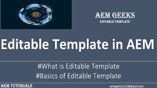 Editable Template 1  Editable Template in aem [upl. by Millan]