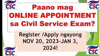 Paano mag online appointment sa CSC EXAM 2024 [upl. by Palmira]