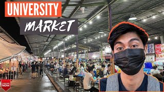 THAILAND Chiang Mai University Market  Place to eat  Opens 5pm everyday [upl. by Virgie]