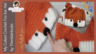 🦊 FOX EAR HAT 🦊 Crochet My Cute New Fox Ears Beanie  Tutorial How To [upl. by Rosalynd12]