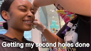 GETTING MY SECOND HOLE EAR PIERCING AT CLAIRES VLOG [upl. by Sergeant]