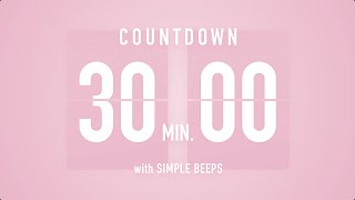 30 Min Countdown Flip Clock Timer  Simple Beeps 🌸🔔 [upl. by Hnirt]