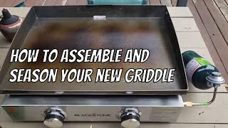 Opening Unboxing Seasoning Blackstone tabletop griddle  22 inch portable gas grill [upl. by Wassyngton]