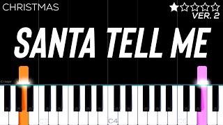 Ariana Grande  Santa Tell Me  EASY Piano Tutorial [upl. by Atillertse]