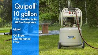 Quipall 102SIL Oil Free Silent Compressor 20 HP 10 Gallon Steel Tank [upl. by Sandi]