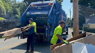 Fast Republic Services Garbage Truck Packing Heavy Recycling [upl. by Airdnal270]