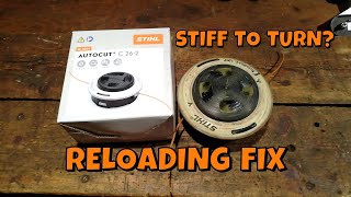 STIHL AutoCut C262 Maintenance  Hard To Rewind String Trimmer Bump Head FIX [upl. by Ramso]