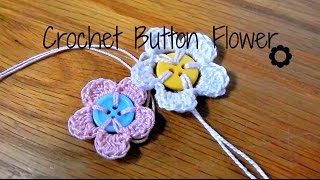 DIY Crochet Button Flower ¦ The Corner of Craft [upl. by Cerracchio]