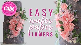 How to make wafer paper flowers for cakes  Florea Cakes [upl. by Nosauq]