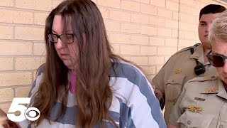 Amber Waterman leaves Arkansas courthouse facing capital murder charge [upl. by Aleehs915]