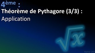 Théorème de Pythagore  applications  4ème [upl. by Menzies]