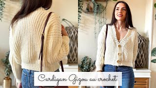 Comment faire une veste au crochet Boho style 🧶 Cardigan FACILE Tuto gilet chandail Aspect Tricot [upl. by Eillac]