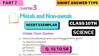 Metals and Non Metals Class 10 Science Ch  3 NCERT Exemplar Problem Solution  Part 7 [upl. by Tucky]