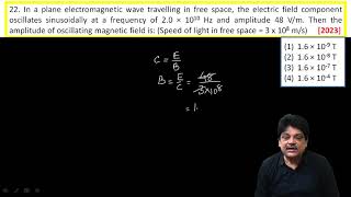 In a plane electromagnetic wave travelling in free space the electric field component oscillates [upl. by Kline]