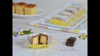 Cubotti di pan di spagna cocco e cioccolato o nutella  Lamingtons recipe  Ricette che Passione [upl. by Gonyea]