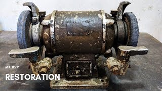 Very Old Bench Grinder Restoration  Step By Step Restoration [upl. by Seiden]