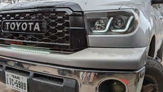 Tundra Grill Conversion 20072010 to 2020 Sequoia TRD ampstealth LED light bar install [upl. by Ambler]