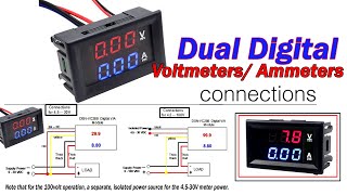 Dual DigitalVoltmeters Ammeters DC 100V 10A Voltmeter Ammeter Blue  Red LED dsn vc288 [upl. by Cavill894]