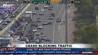 TROOPER TO THE RESCUE AZ DPS Trooper Moves Wrecked Car off Loop 101 FNN [upl. by Nodnahs]