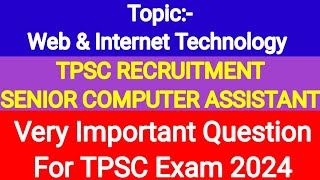 TPSC RECRUITMENT SENIOR COMPUTER ASSISTANT  VERY IMPORTANT QUESTIONS CLASS [upl. by Ameehsat]