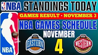 nba standings today November 3 2024  NBA games results  Nba games schedule November 4 2024 [upl. by Bee]