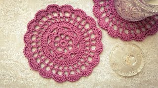 How To Crochet Easy Floral Doily Coaster [upl. by Hnib276]