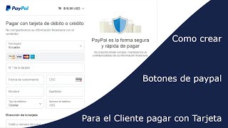 Como crear botones de PayPal y recibir pagos internacionales  Los clientes podrán pagar con tarjeta [upl. by Dnarb]