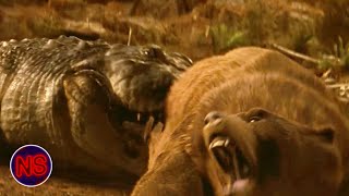 Grizzly Bear vs Giant Crocodile Battle  Lake Placid  Now Scaring [upl. by Merras425]