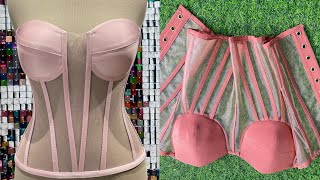 How to SEW a Dartless Transparent Cupped Corset [upl. by Kimmy]